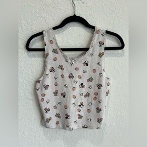 Disney Minnie Mouse Strawberry Graphic Sleeveless Crop Top Size Large